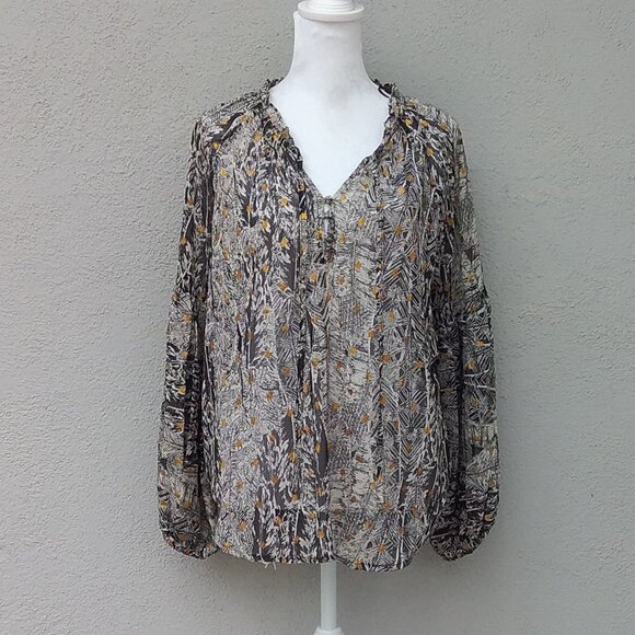 Anthropologie Lovestitch Women's Blouse Gold and Black Size Small Preppy - Picture 3 of 7